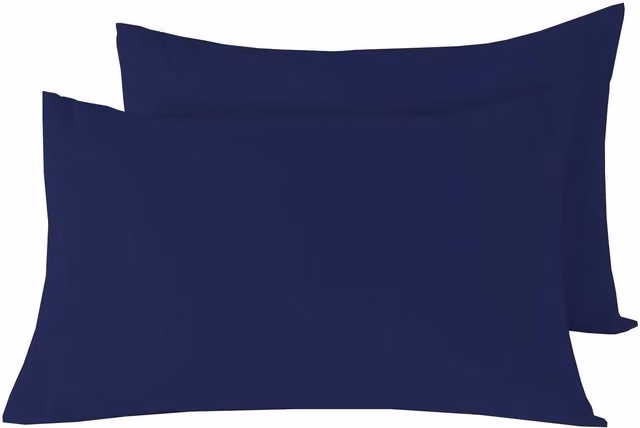 NewEdgeBlinds Plain Blue Breathable Cotton and Polyester Pillowcase Pair
