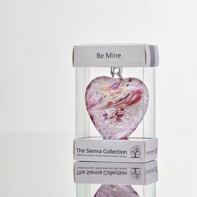 Sienna Glass Be Mine Pastel Pink Handmade Heart Glass Keepsake, 8 cm