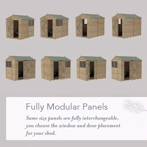 Forest Garden Rustic Wooden Reverse Apex Shed with Double Doors and Windows in Brown or Green – 4