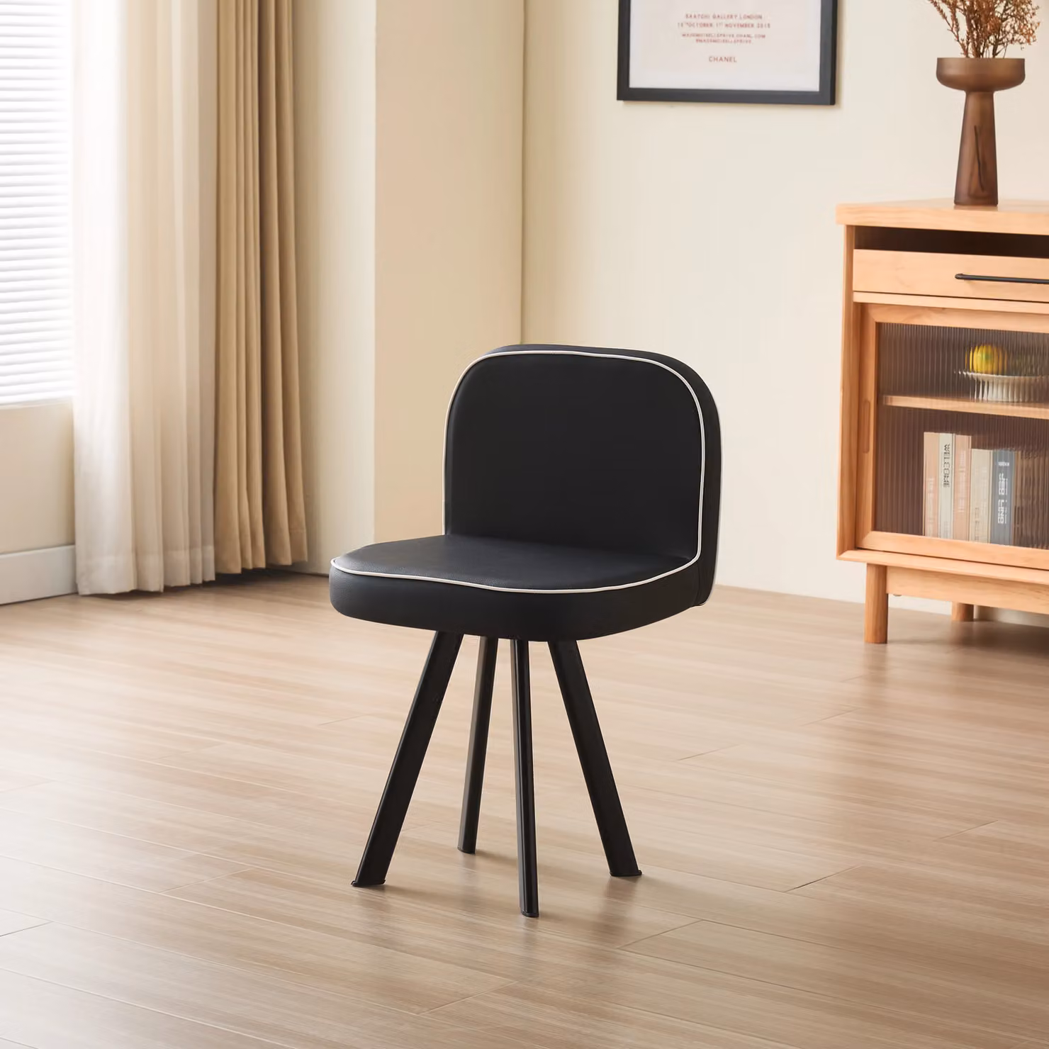 Comfy Living Ltd Modern Square Dining Table Set with 6 Black Chairs and White Table, W/D/H: 150 x 150 x 75 cm – 2