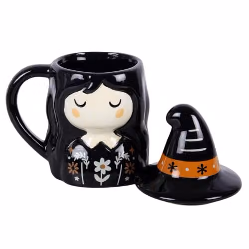 Kingsbury Gifts Black Ceramic Witch Lidded Mug – 4