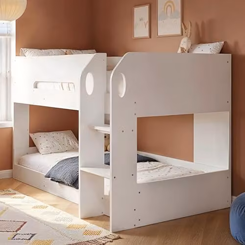 Flair Furnishings Double Low Bunk Bed for Children in White Engineered Wood – 2