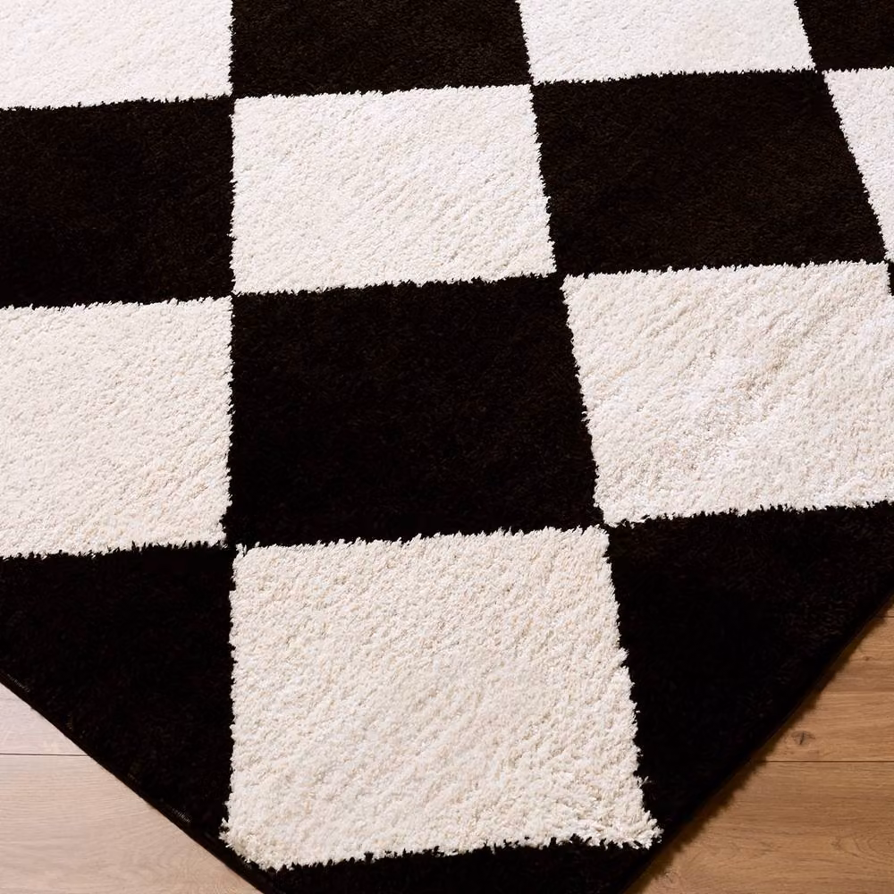 Livabliss Tivoli Modern High Pile Diamond Pattern Washable Rug in Black and Cream, W: 200 cm, D: 275 cm – 6