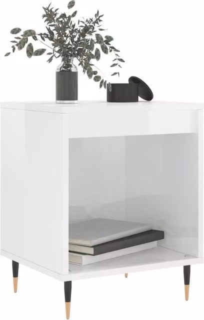 Berkfield Home Modern High Gloss White Bedside Cabinet W/D/H: 40 x 35 x 50 cm – 1