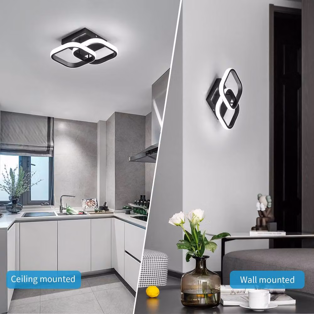 Pheashine Modern Square LED Ceiling Light, 22W, Black – 5