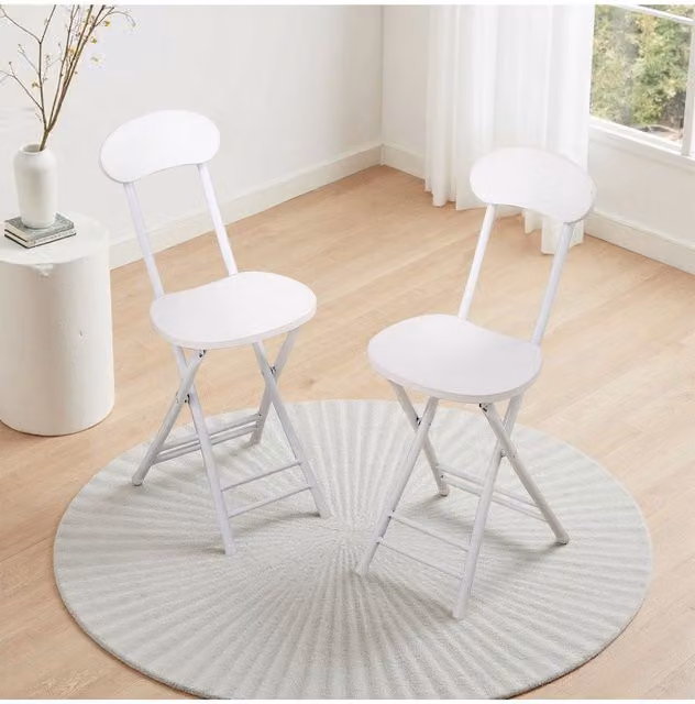Living and Home Set of 2 Portable Foldable Dining Chairs in White