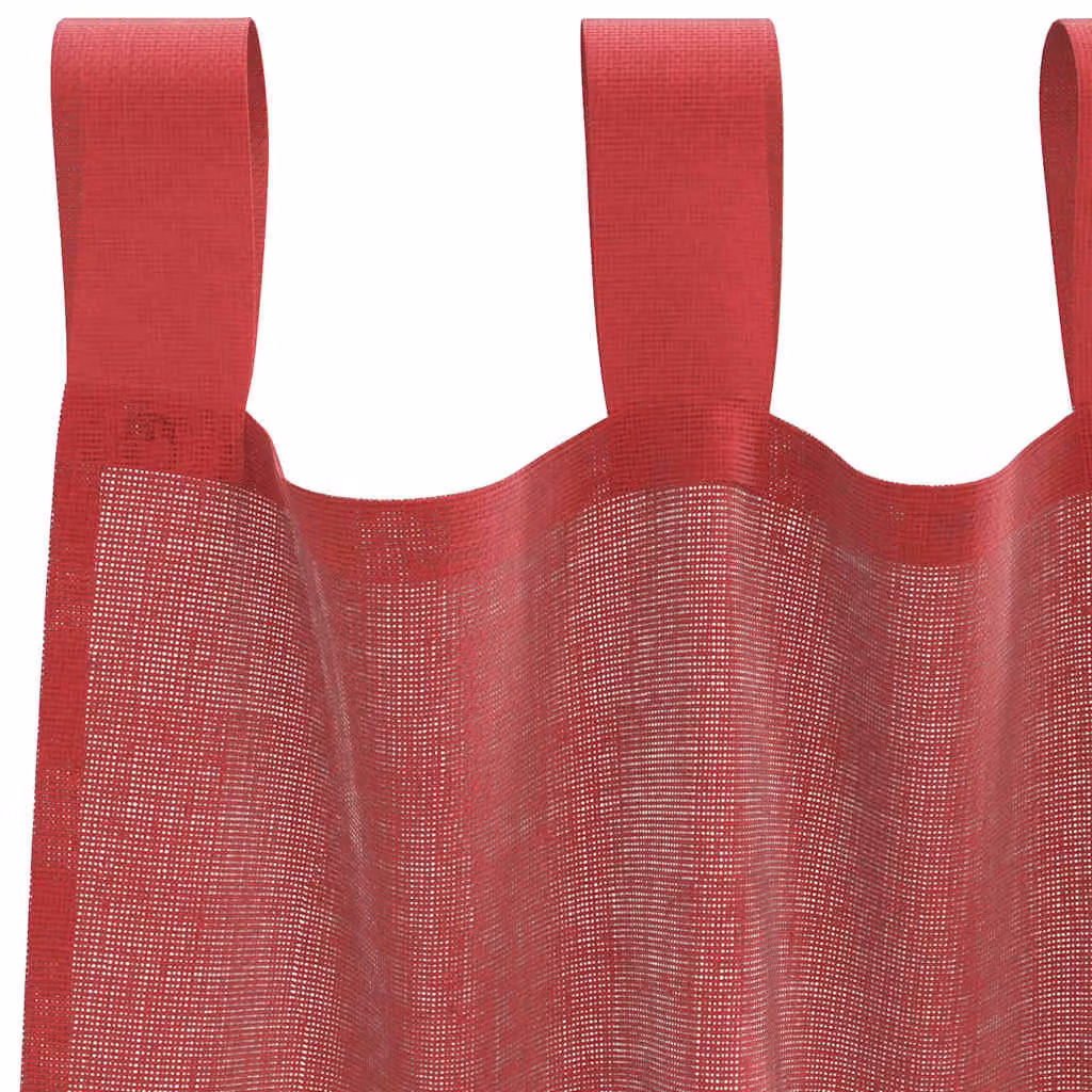 Berkfield Home Red Voile Fabric Curtains with Tabs, 2 Pack, W: 140 cm, H: 175 cm – 4