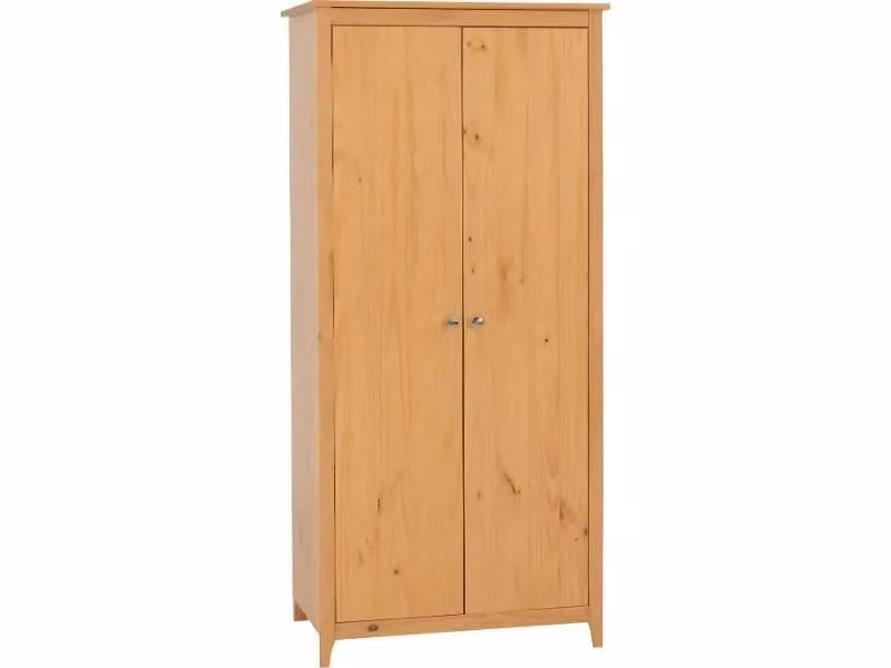 Seconique Oslo Antique Pine 2 Door Double Wardrobe in Brown – 2