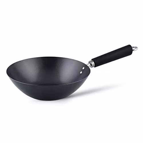 Ken Hom Non-Stick Carbon Steel Wok, Black, 27 cm