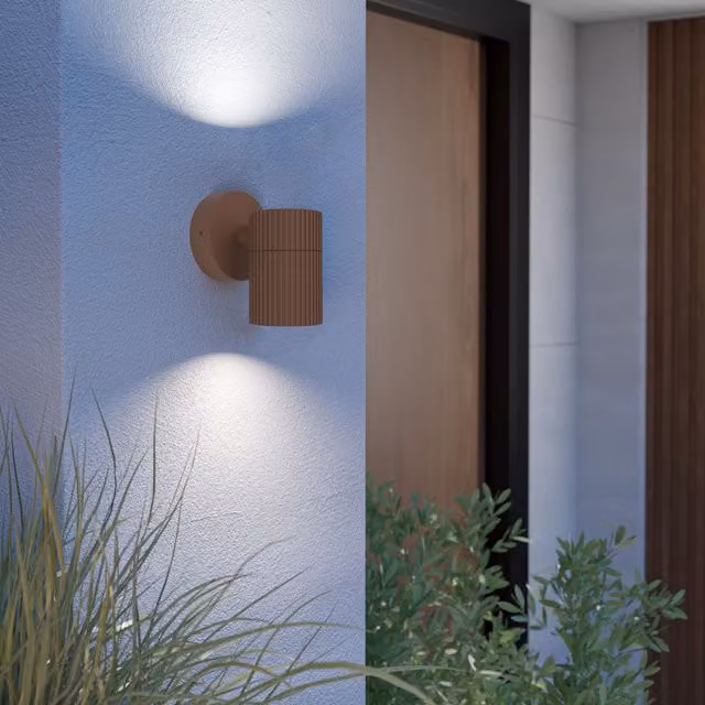 Eglo TOMELLOSO Modern Brown Aluminium Outdoor Wall Light with Transparent Glass – 1