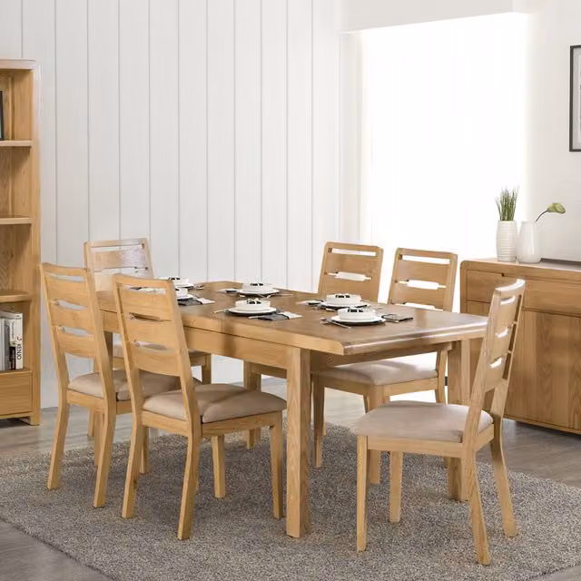 Julian Bowen Curve Rectangular Extending Dining Table in Oak – 3