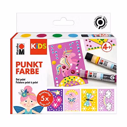 Marabu Kids Unicorn Design Dot Pen Kit with Multicolour Ink, 4 x 25 ml – 1