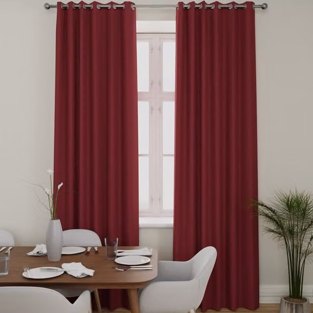 Terrys Amalfi Made to Measure Blackout Chenille Fabric Curtain Panel in Raspberry Pink/Red with Eyelets
