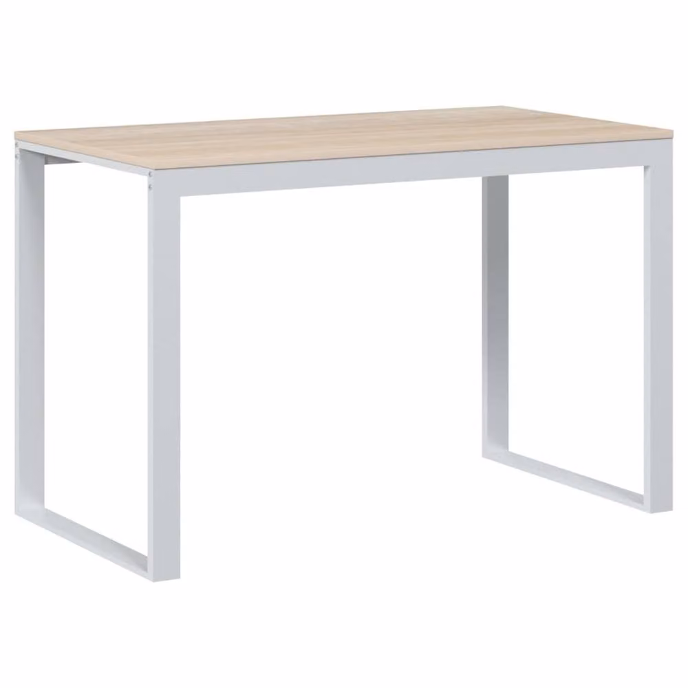 Berkfield Home Computer Desk in White and Brown Oak, W/D/H: 110 x 60 x 73 cm – 2