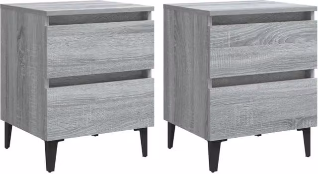 Berkfield Home Bed Cabinets with Metal Legs, 2 Piece Set, Grey Sonoma, W: 40 cm, D: 35 cm, H: 50 cm – 1