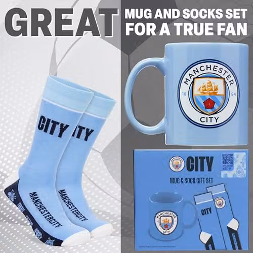 Get Trend Manchester City Mug and Socks Set in Blue, 315ml Ceramic Mug and Calf Socks – 2