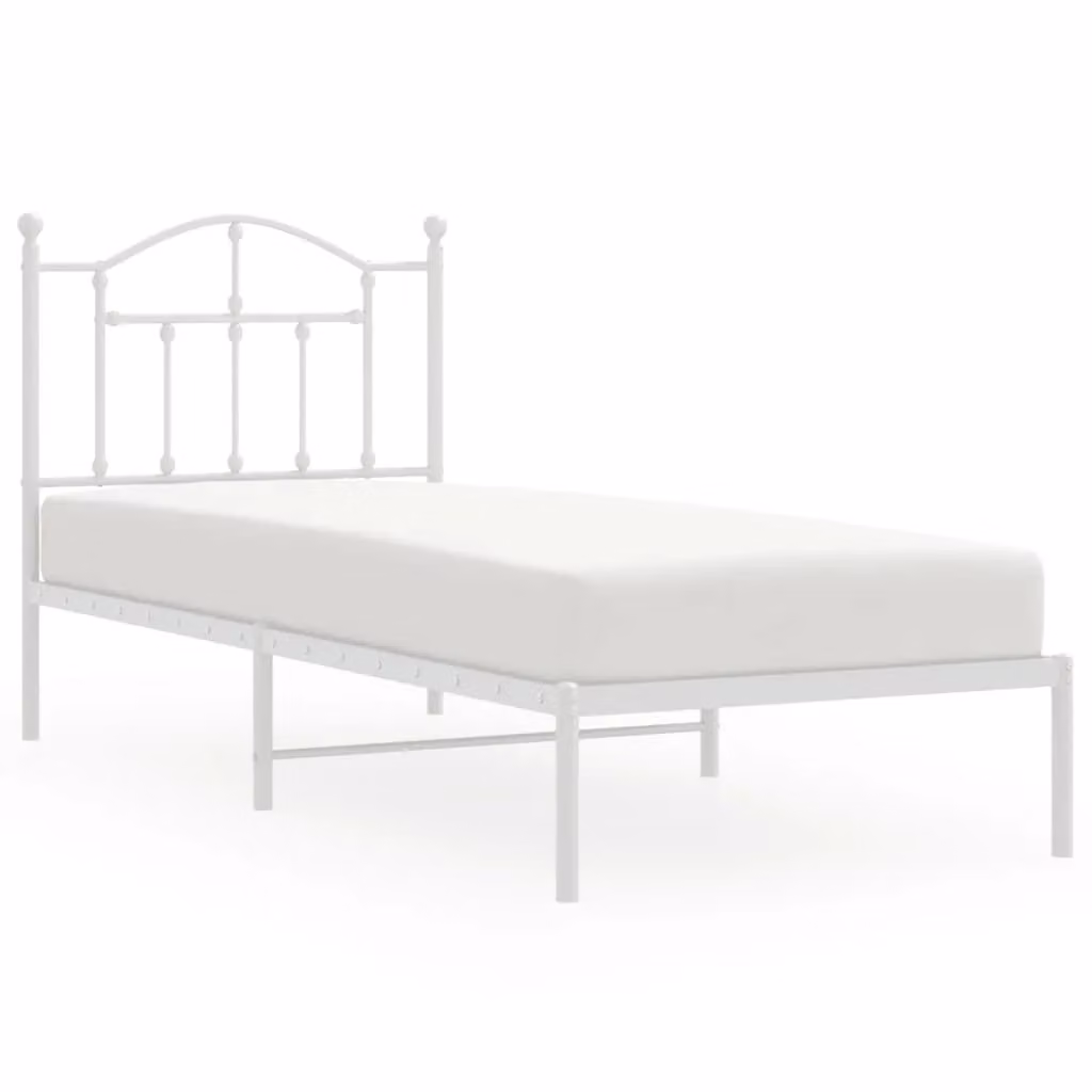 Berkfield Home Metal Bed Frame with Headboard, White, W/D/H: 90 x 190 cm – 2