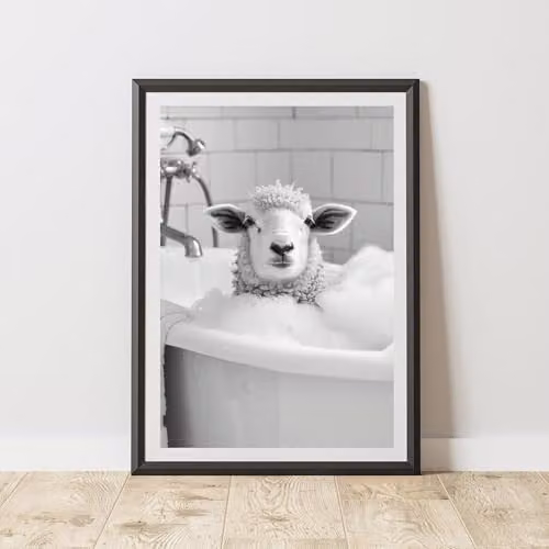 60 Second Makeover Sheep In The Bath Animal Print Paper Poster, A3