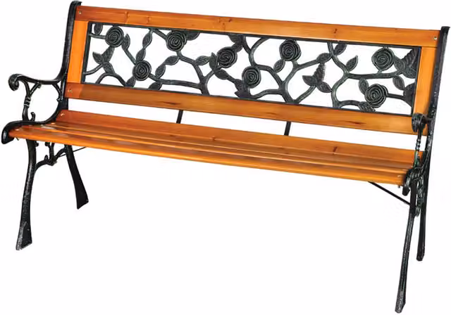 Samuel Alexander Classic Floral Rose Garden Bench in Brown