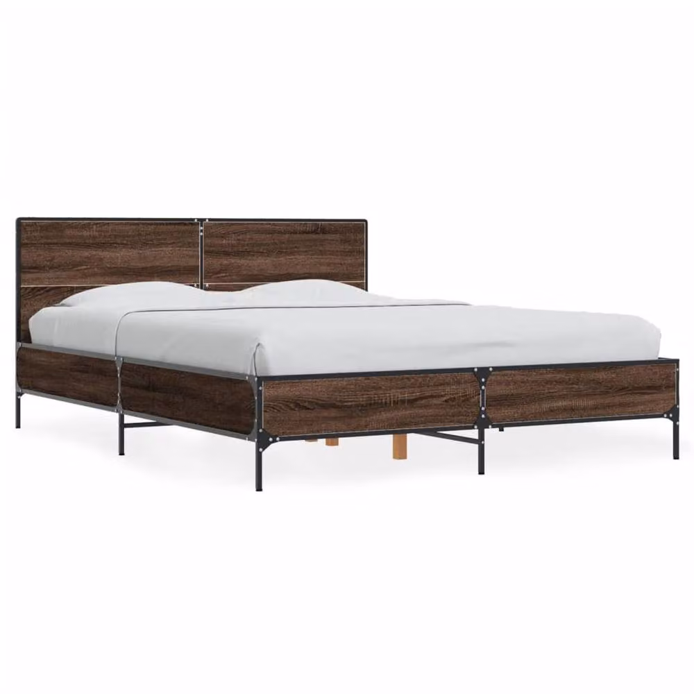 Berkfield Home Durable Bed Frame in Brown Oak, W/D/H: 140 x 200 x 80 cm – 3