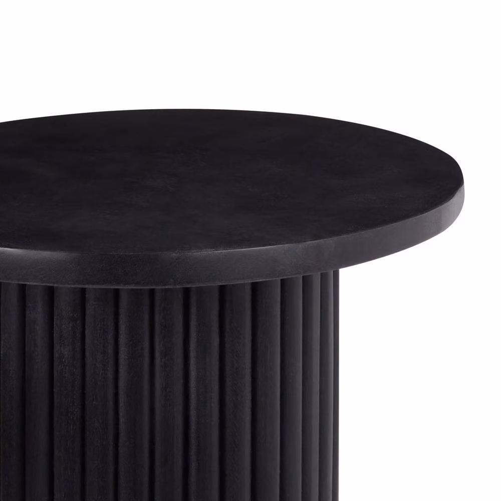 Wyld and Coco Round Mango Wood Coffee Table in Black Lacquered Finish, W/D/H: 50 x 50 x 50 cm – 3