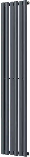 Omeara Anthracite Elliptical Tube Vertical Designer Radiator, H 180 cm x W 34.8 cm