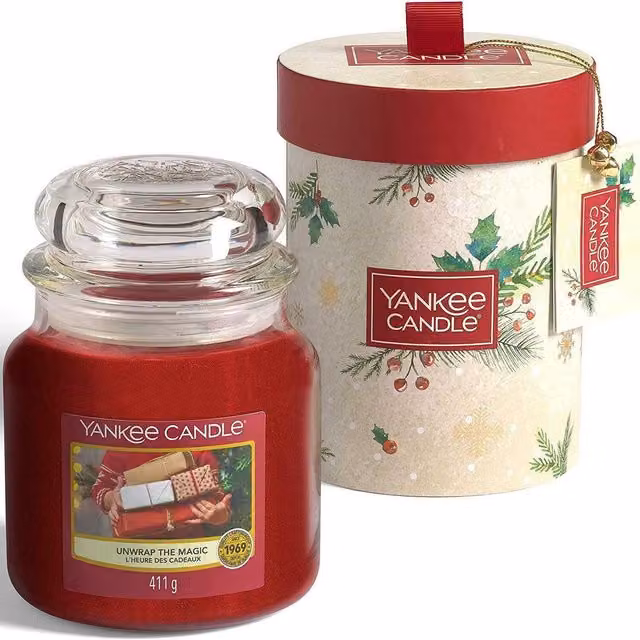 Yankee Candle Christmas Scented Unwrap the Magic Jar, Red, 75 g
