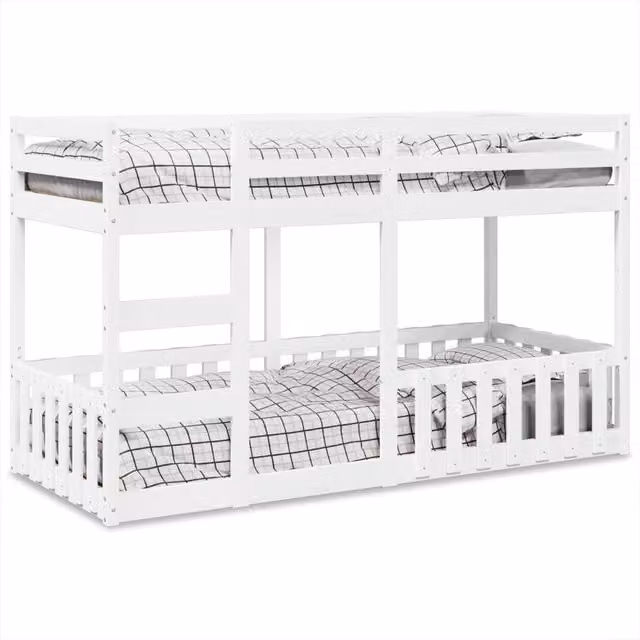 Berkfield Home White Solid Wood Pine Bunk Bed W/D/H: 80 x 200 cm