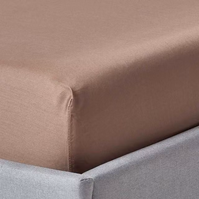 Homescapes Organic Egyptian Combed Cotton Extra Deep Fitted Sheet, Brown, 200 x 200 cm