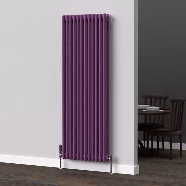 Lux Heat Vertical Coloured Column Radiator in Pretty Plum Purple, H: 150 cm, W: 56 cm