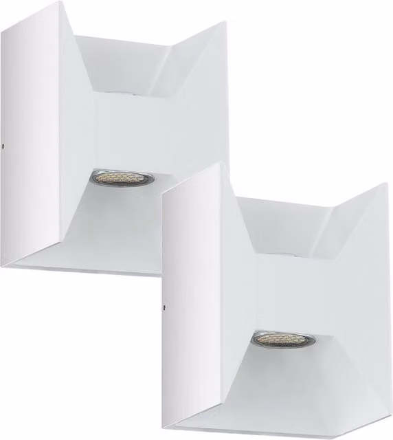 Loops 2 Pack White Cast Aluminium IP44 Outdoor LED Wall Light Lanterns