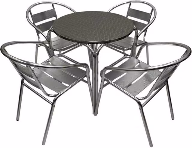 NESTLUNE Silver Aluminium Garden and Catering Furniture Set, W: 100 cm, D: 15 cm