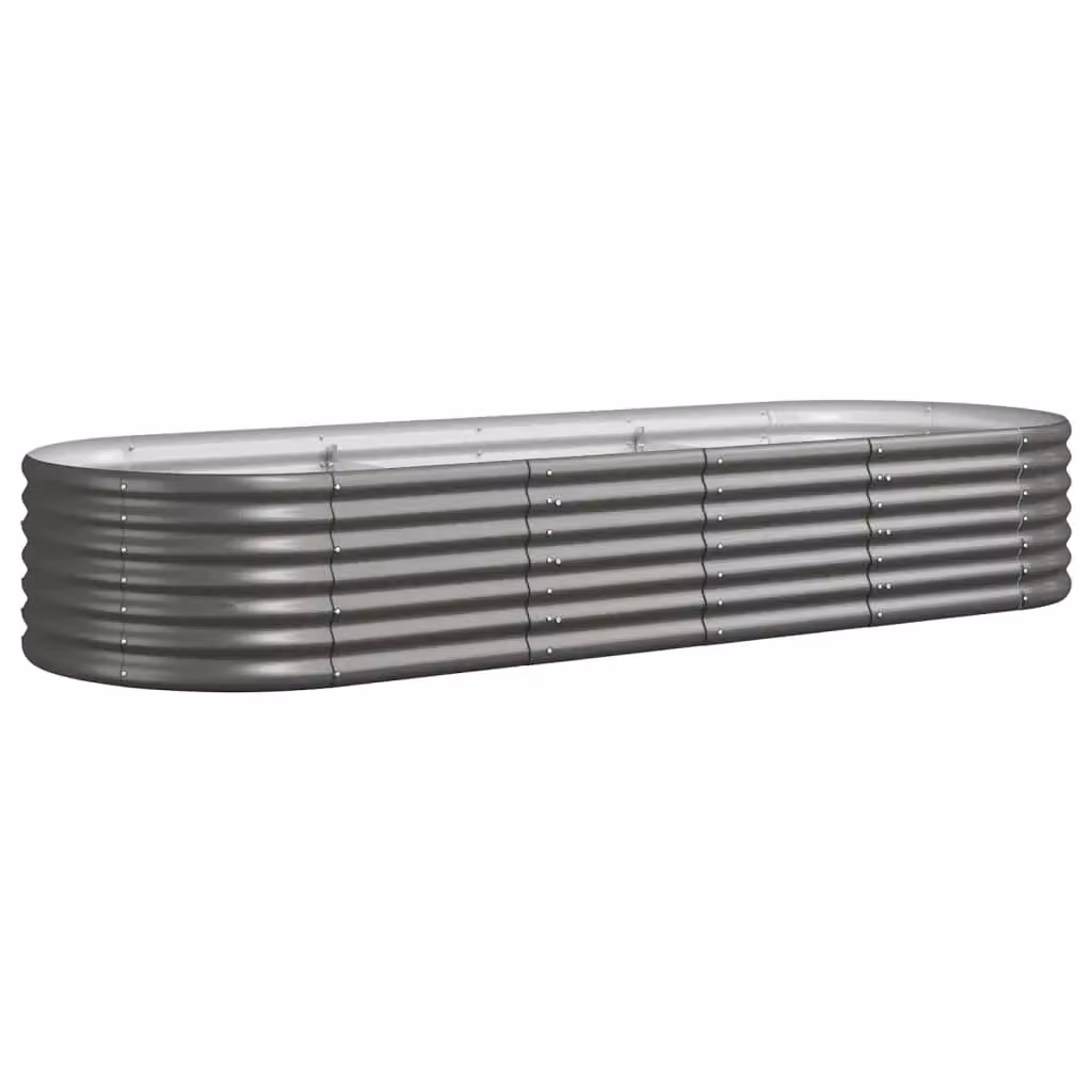 Berkfield Home Garden Grey Powder-coated Steel Raised Bed W: 224 cm, D: 80 cm, H: 36 cm – 2