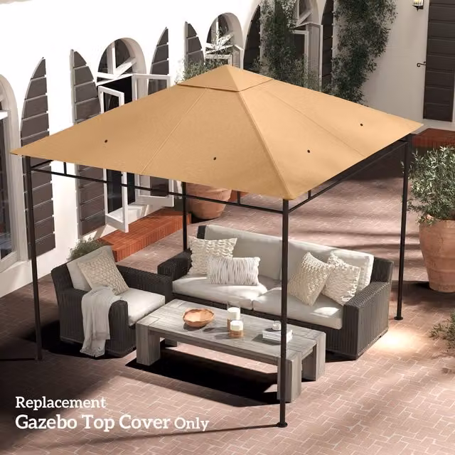 Outsunny Beige Polyester Gazebo Canopy Replacement Cover, W 300 cm x D 300 cm