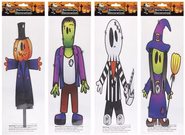 KDMD Halloween Gel Character Window Stickers, Assorted Multicolour, 5 Pack