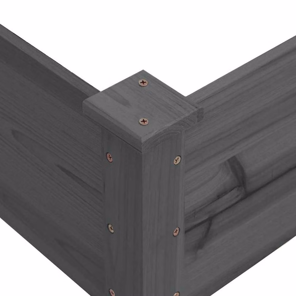 Berkfield Home Garden Grey Solid Wood Fir Raised Bed W/D/H: 120 x 120 x 56 cm – 4