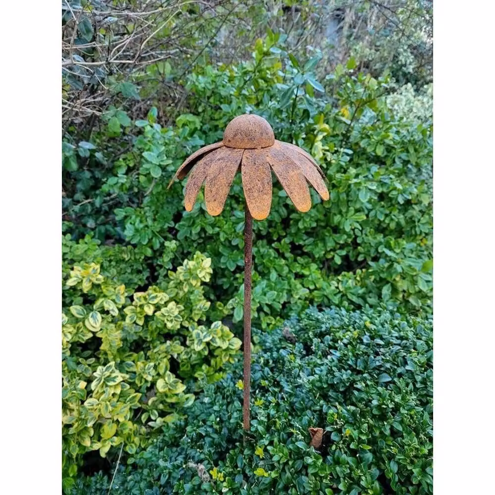 Poppyforge Metal Cone Flower Garden Art Pins in Bronze and Brown, Pack of 3 – 2