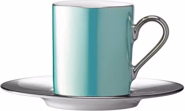 LSA Palazzo Porcelain Coffee Cup and Saucer, Sea Green and Turquoise, 100ml
