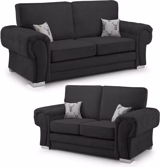 Furnishings For Less UK Milan Fabric 3 and 2 Seater Sofa Set in Black – 1