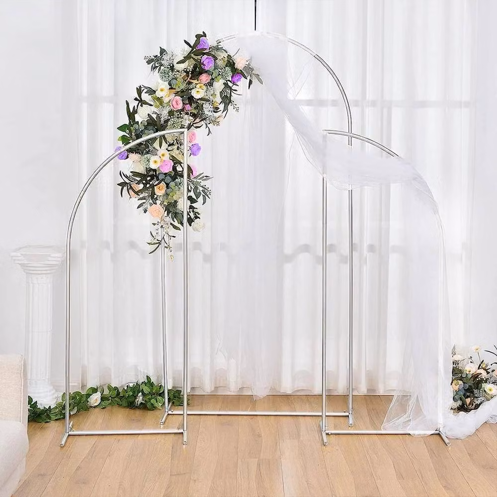 EONLION Set of 3 White Metal Arch Frame Backdrop Stands for Weddings, Birthdays and Parties, Height: 100 cm – 2
