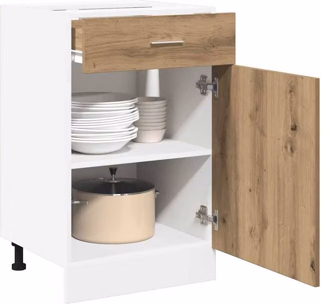 Berkfield Home Lyon Artisan Oak Drawer Bottom Cabinet, Brown, W: 40 cm, D: 46 cm, H: 81.5 cm