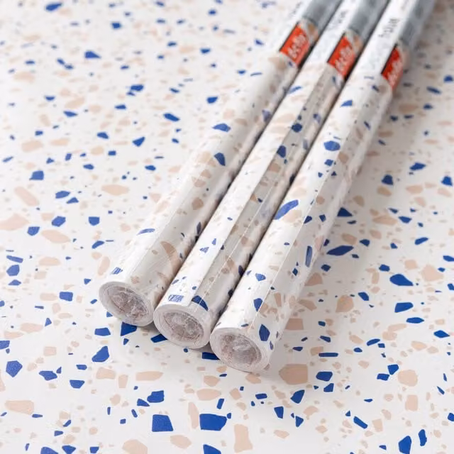dc fix Terrazzo Blue Self Adhesive Vinyl Wrap for Worktops and Furniture, Pack of 3, W: 67.5 cm x L: 2 m