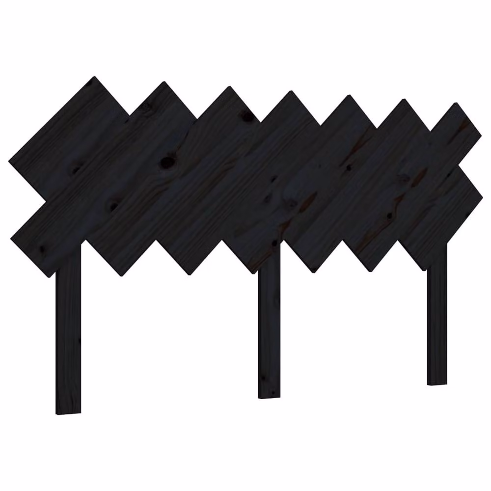 Berkfield Home Beautiful Bed Headboard in Black Solid Wood Pine, W: 141 cm, D: 3 cm, H: 80.5 cm – 2