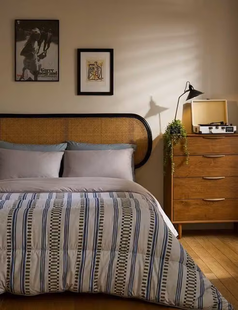 Nightlark Striped 10.5 Tog Coverless Microfibre Duvet Set in Grey and Blue Mix