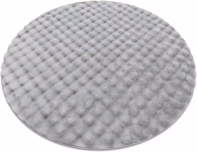RugsX Bubble Rug in Silver, Round Faux Fur High-Low Effect Polyester Rug, Diameter: 100 cm