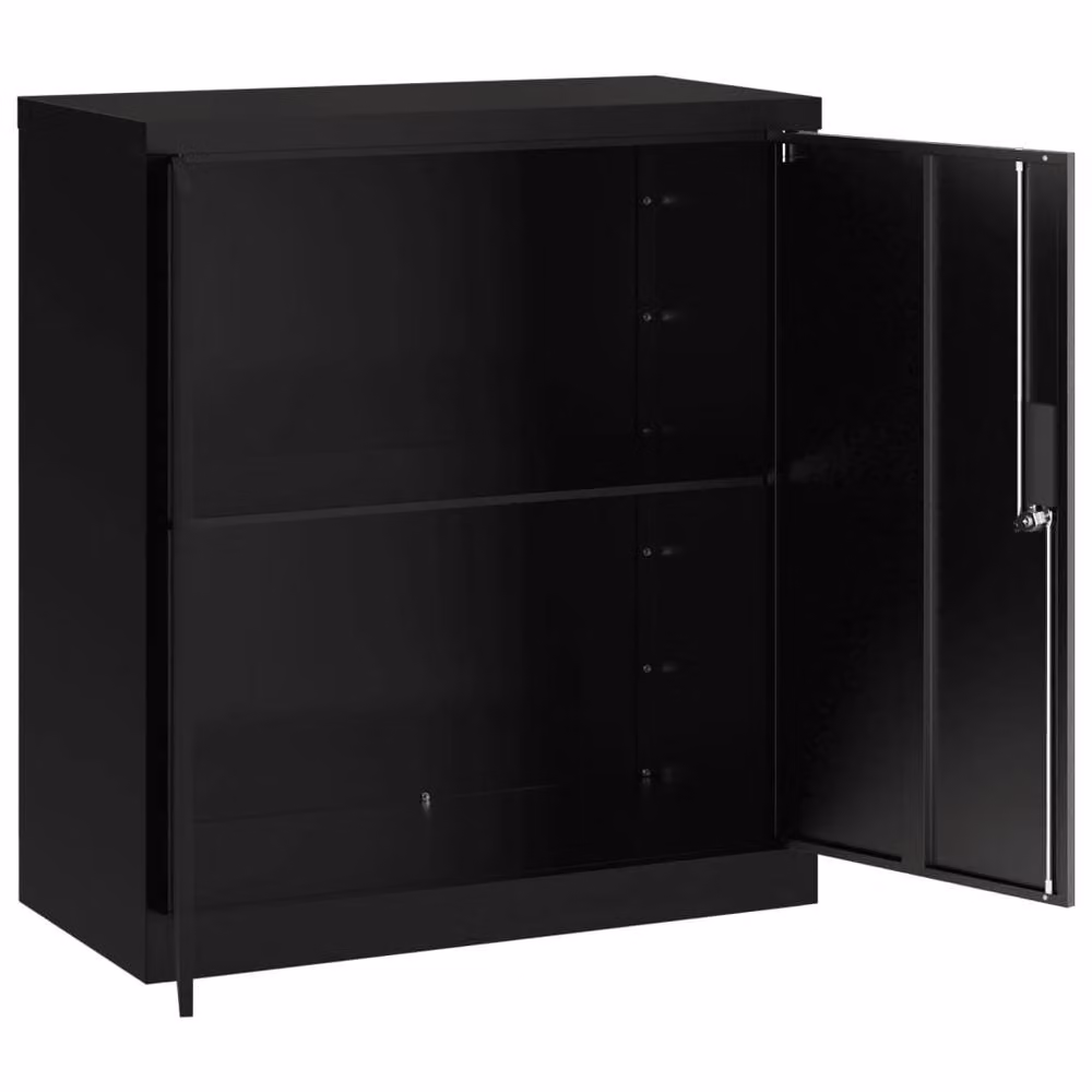 Berkfield Home Black Steel File Cabinet with Hinged Doors and Adjustable Shelves, W/D/H: 79 x 40 x 90 cm – 3