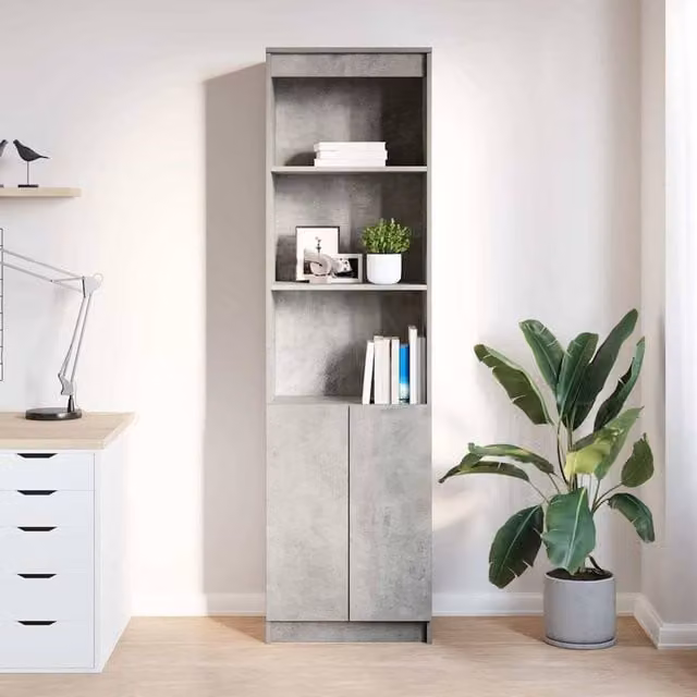 Berkfield Home Modern Highboard in Concrete Grey, W/D/H: 50 x 35 x 180 cm – 1