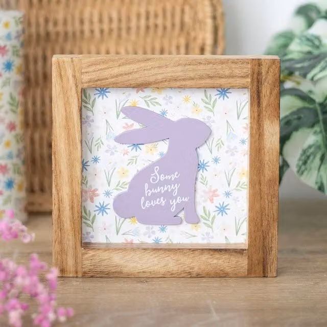 Uniqueful Some Bunny Loves You Multicolour Floral Wooden Tabletop Sign