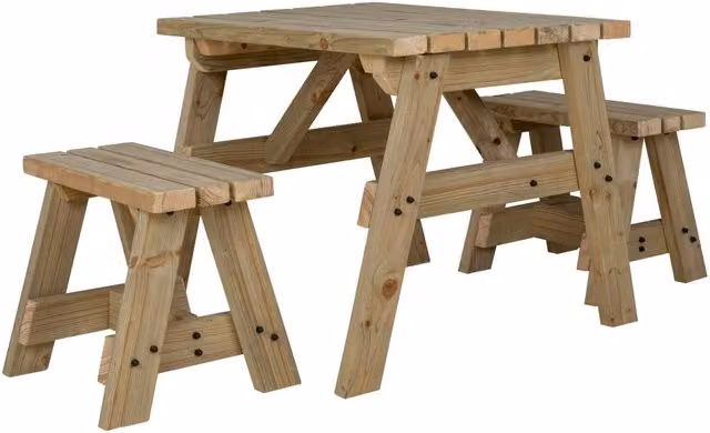 Arbor Garden Solutions Victoria Space Saving Picnic Table and Benches Set in Green