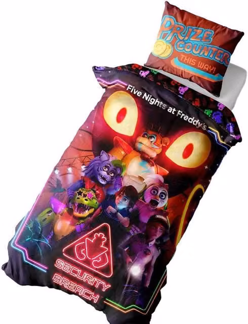 Five Nights At Freddys Security Breach Reversible Duvet Set and Pillowcase, Multicolour, W/D/H: 90 x 190 cm